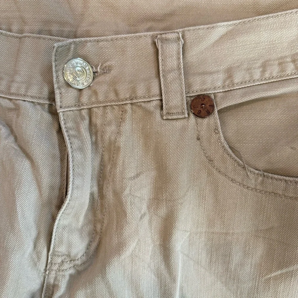 Vintage True Religion Jeans Mens 36x31** Big Stitch Flap Pocket USA Beige Y2K